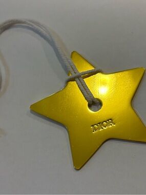 Dior Gold Metallic Star Pendant Charm on White Cord